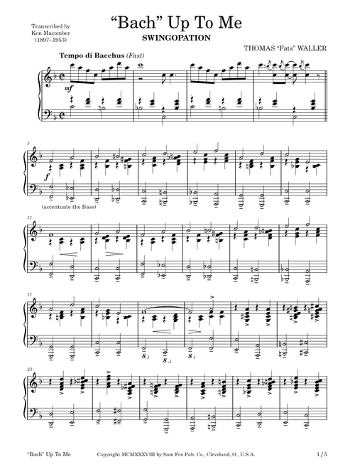 "Bach" Up To Me – Fats Waller