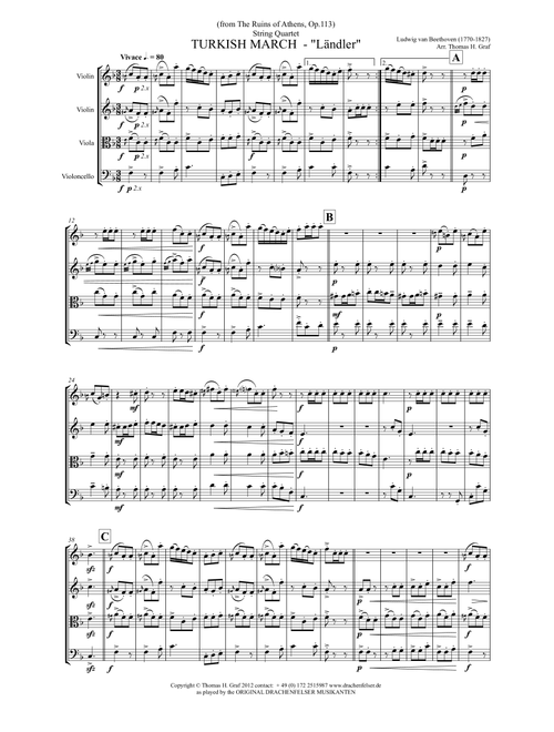 Turkish March Ländler - Beethoven - String Quartet (Arr. Thomas H. Graf) - LV Beethoven (String Quartet)