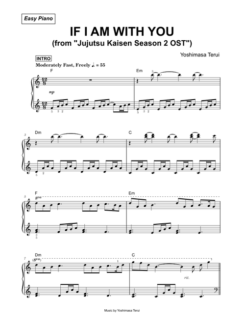 If I Am With You - Yoshimasa Terui (Easy Piano)