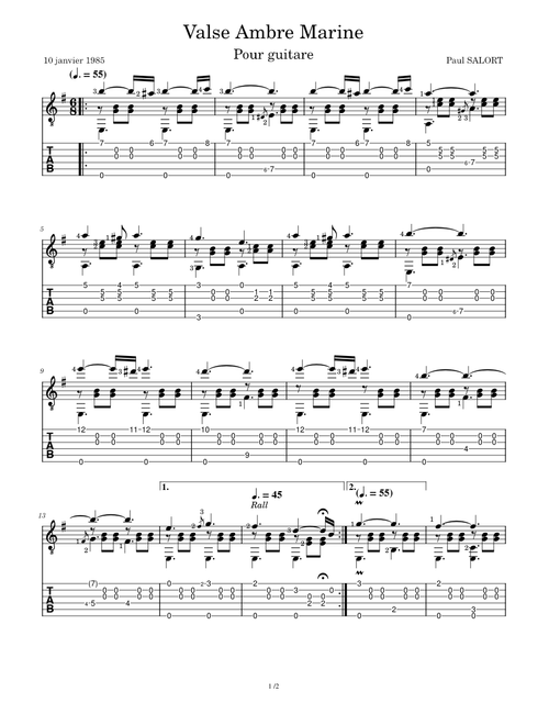 PRS 056 (a) - Valse Ambre Marine (sea amber waltz) pour guitare