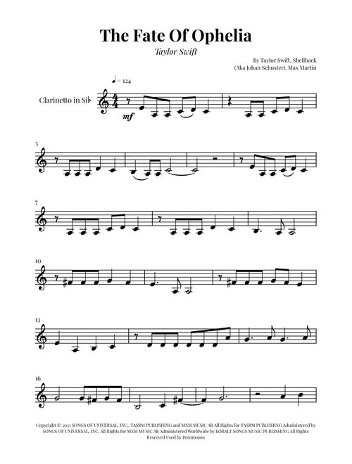 The Fate Of Ophelia (Arr. Glauco Fernandes) - Taylor Swift (Clarinet Solo)