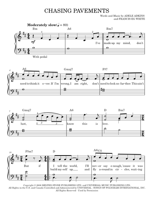 Chasing pavements - Adele (Easy Piano)