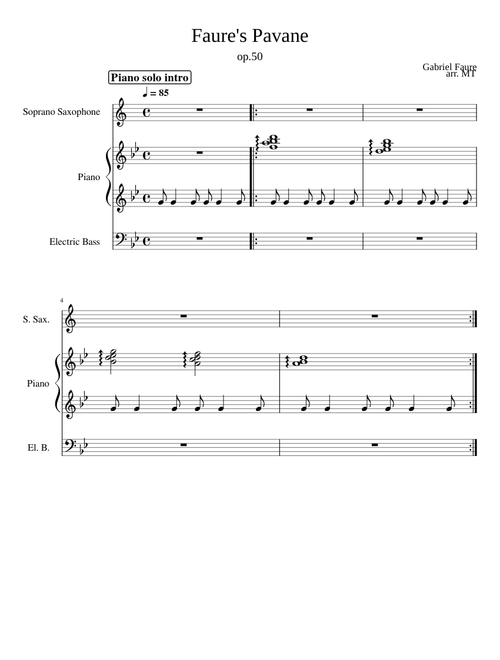 Pavane, Op.50 for jazz quartet