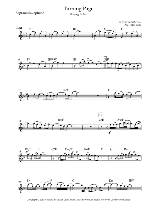 Turning Page (Arr. Fabio Britto) - Sleeping At Last (Soprano Sax Solo)