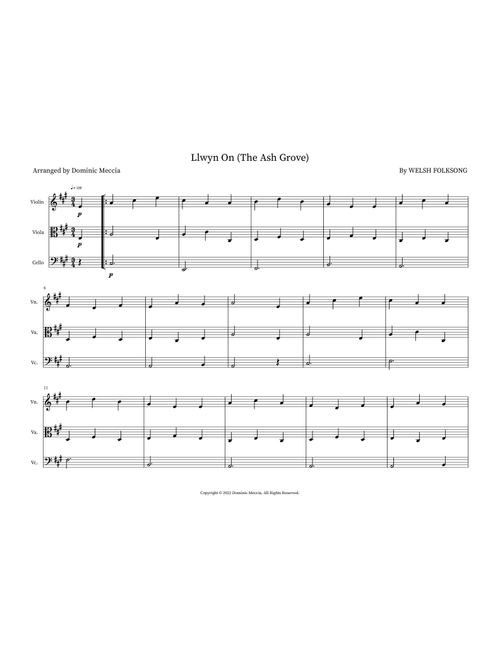 Llwyn On (The Ash Grove) (Arr. Dominic Meccia) - Welsh Folksong (Small Ensemble)