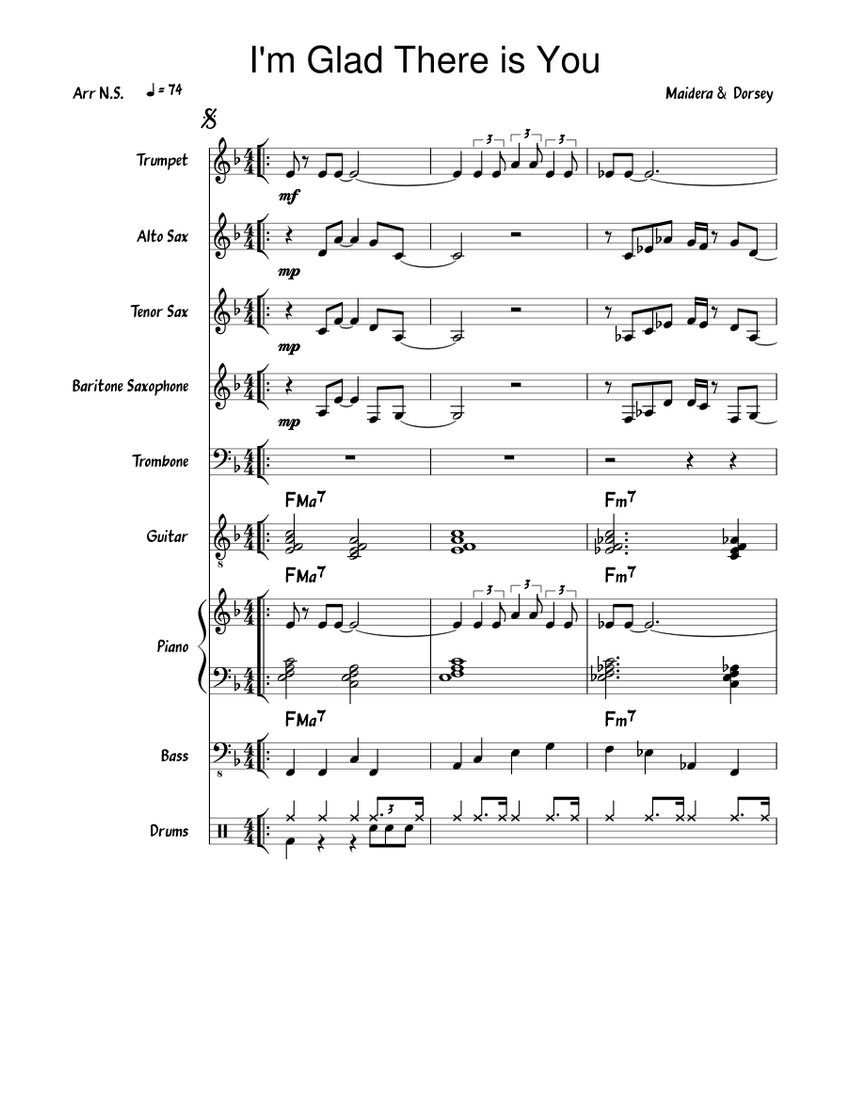 I'm Glad There is You Sheet Music with Chords for Piano, Trombone
