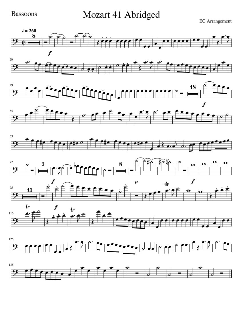 Mozart 41 AbridgedBassoons Sheet music for Bassoon (Solo)