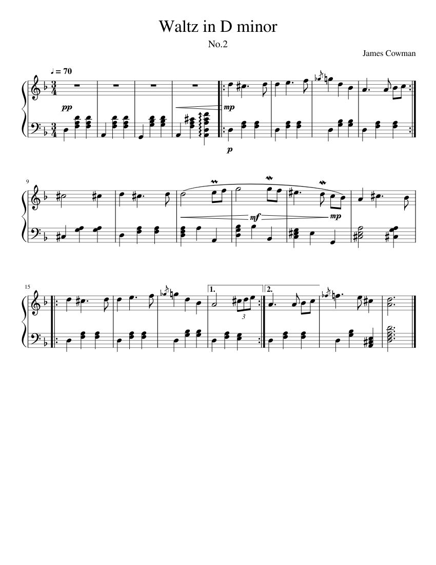 waltz in D minor No.2 Sheet Music for Piano (Solo) Easy | MuseScore.com