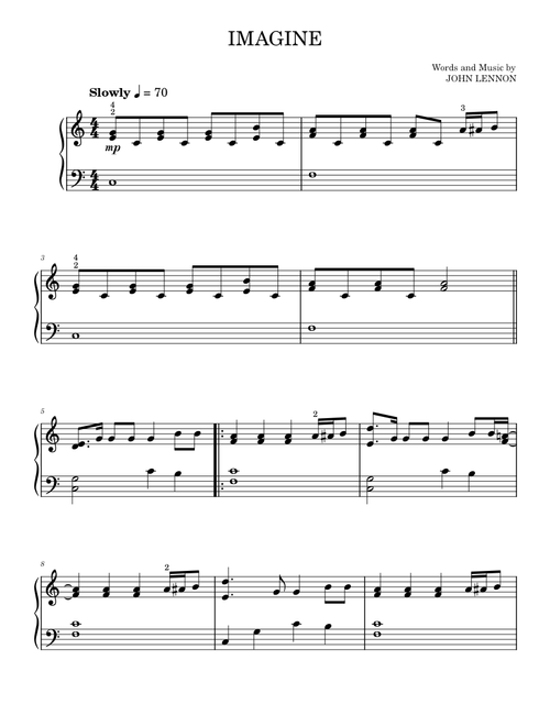 Imagine - John Lennon (Easy Piano)