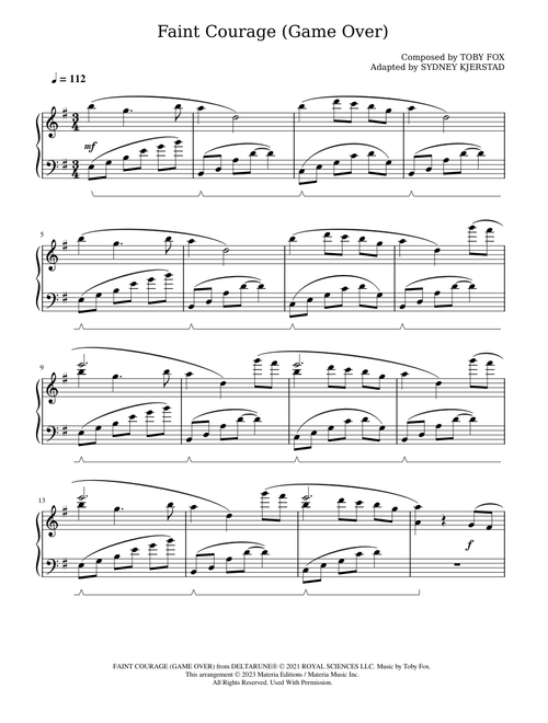 Faint Courage (Game Over) (DELTARUNE Chapter 2 Piano Score) - Toby Fox