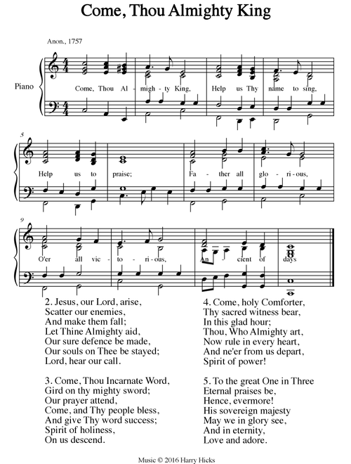 Come, Thou Almighty King. A new tune to a wonderful old hymn. - Harry Hicks (Choral, Unison)