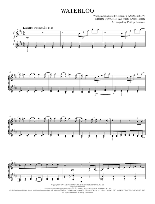Waterloo - ABBA (Piano Solo)