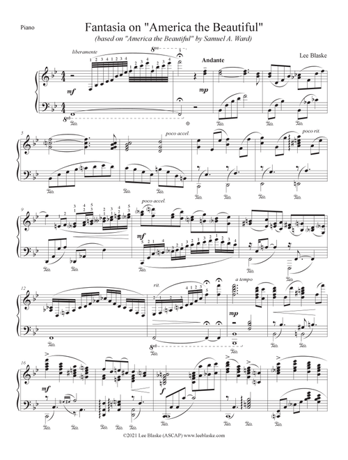 Fantasia on "America the Beautiful" (Arr. Lee Blaske) - Samuel A. Ward (Piano Solo)
