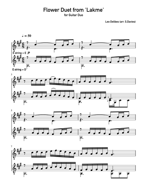 Flower Duet from Lakmé - for guitar duo (Arr. Simon Davies) - Léo Delibes (Instrumental Duet)
