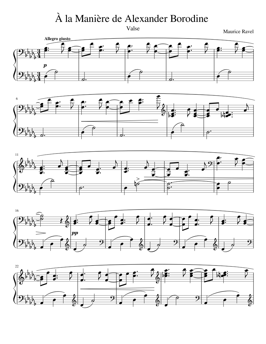 A La Maniere De Borodine Sheet Music For Piano (Solo) | Musescore.com