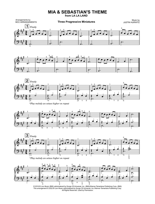 Mia & Sebastian's Theme (Arr. MCC Arrangements) - Justin Hurwitz (Easy Piano)