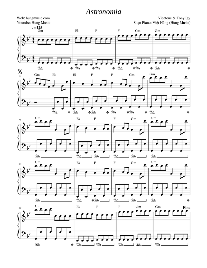 Astronomia Sheet Piano Sheet Music With Chords For Piano Solo Easy Score 0 @850x1100