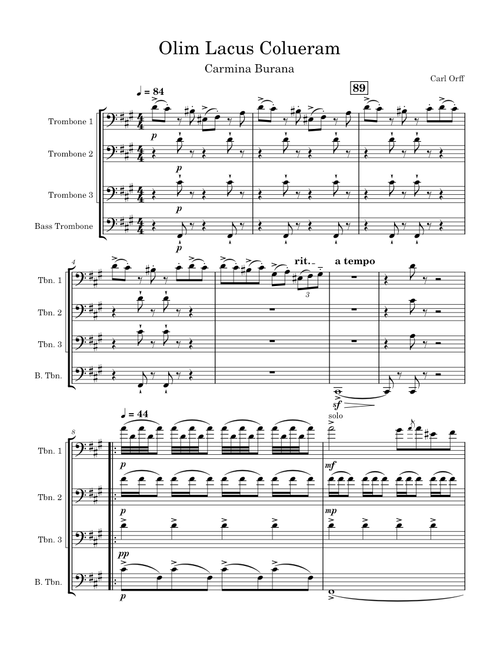 Carmina Burana - 12 Olim Lacus Colueram - trombone quartet