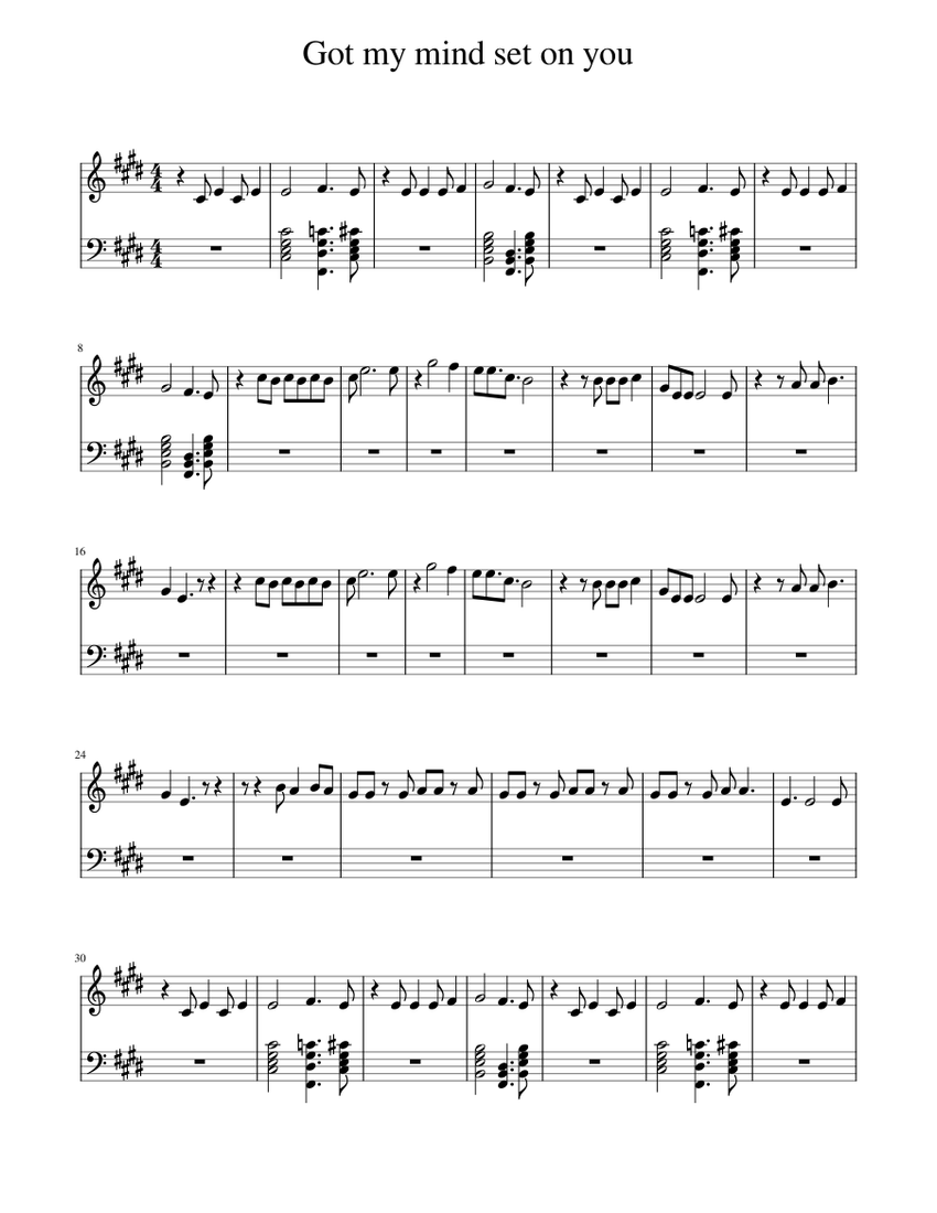 Got my mind set on you-George Harrison Sheet Music for Piano (Solo