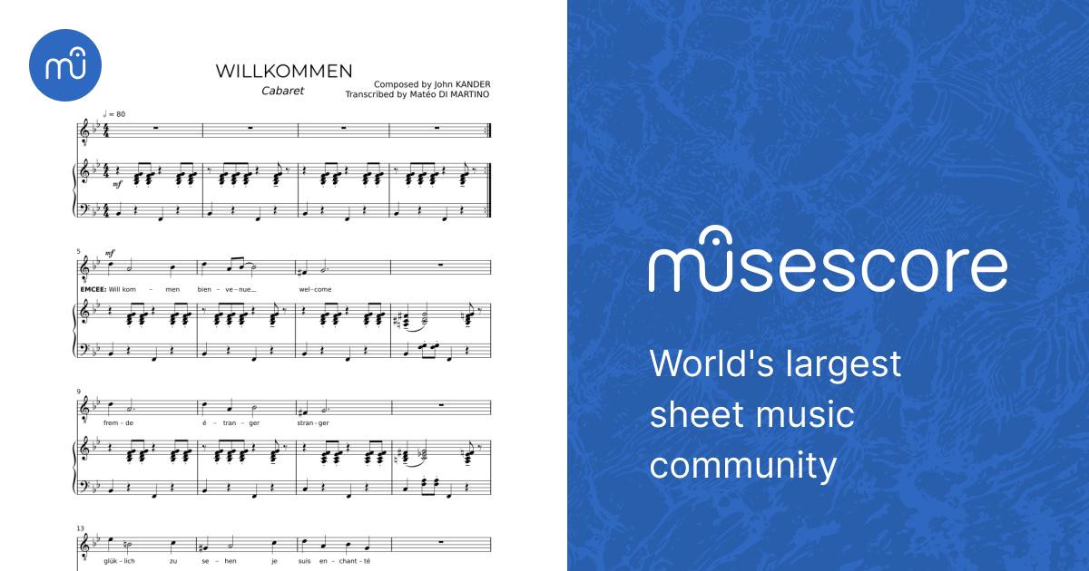Kander - Willkommen (Cabaret) Sheet Music for Piano
