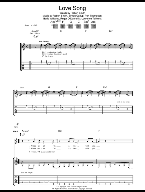 Lovesong - The Cure (Guitar Tab)