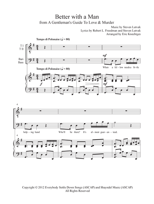 Better With A Man (Arr. Eric Knechtges) - Bryce Pinkham,jefferson Mays (Choral, TTBB)