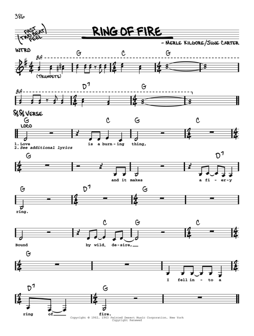 Ring Of Fire - Johnny Cash, Alan Jackson (Real Book - Melody-Chords-Lyrics)