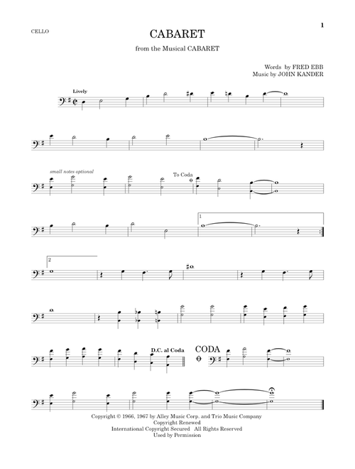 Cabaret - John Kander & Fred Ebb, Fred Ebb, John Kander (Cello Solo)