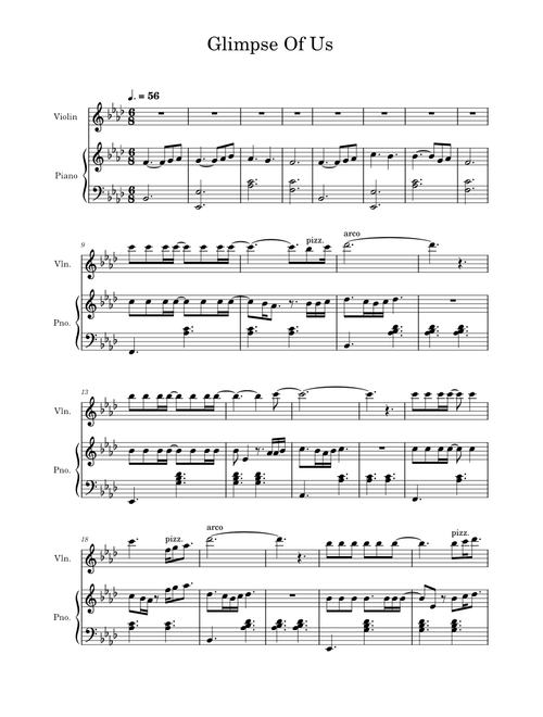Glimpse of Us – Joji Glimpse Of Us - Joji - for violin and piano