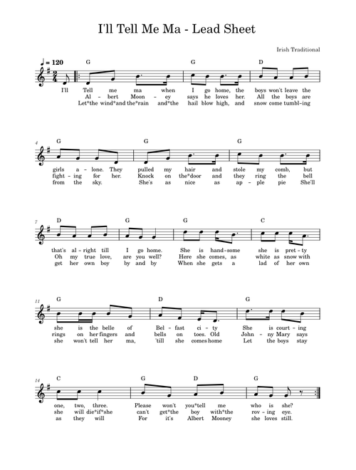 I'll Tell Me Ma – Lead Sheet