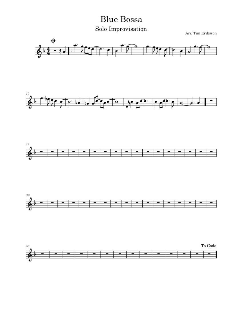 Blue bossa Dexter Gordon Sheet music for Saxophone tenor (Solo