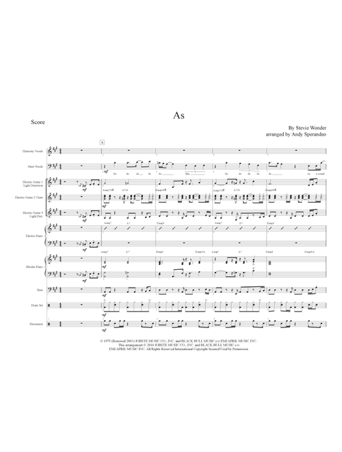 As (Arr. Andy sperandeo) - Stevie Wonder (Large Ensemble)