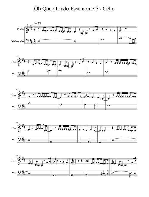 Oh Quao Lindo Esse nome é - Piano e Cello