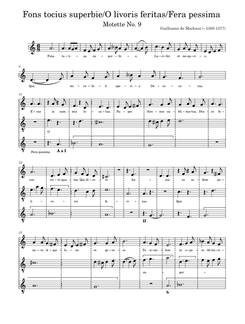 Fons tocius superbie/O livoris feritas/Fera pessima (Machaut)