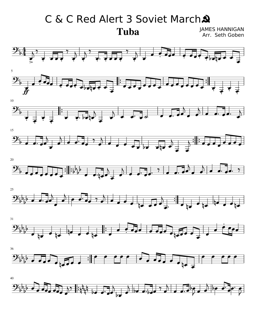 Bluebell hjul vold Command & Conquer: Red Alert 3 -Soviet March -Tuba Sheet music for Trombone  (Solo) | Musescore.com