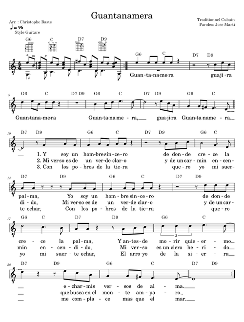 Guantanamera - guitar and Lyrics
