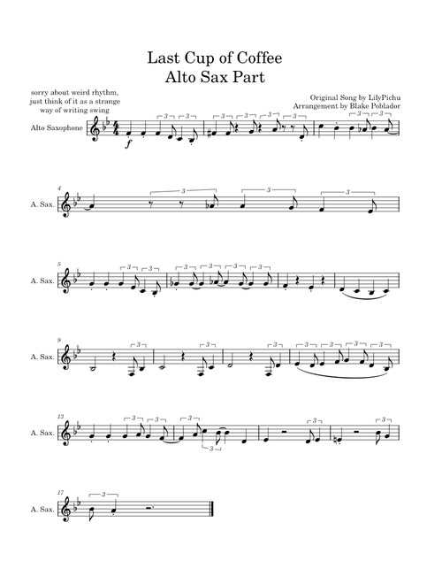 Last Cup of Coffee – LilyPichu Last Cup of Coffee Alto Sax Solo