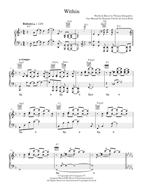 Within - Daft Punk (Piano-Vocal-Guitar (Piano Accompaniment))