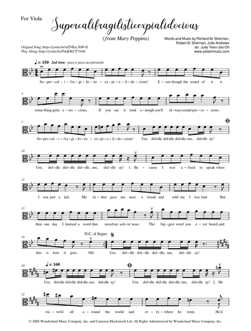 Supercalifragilisticexpialidocious (Arr. JULIA OH MUSIC | Julia Yeon-Joo Oh) - Richard M Sherman, Robert B Sherman (Viola Solo)