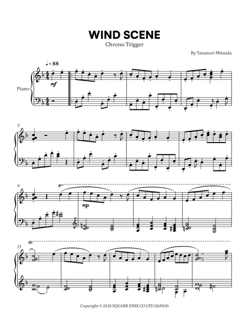 Chrono Trigger "Wind Scene" (Arr. Cadenza Editions) - Yasunori Mitsuda (Easy Piano)