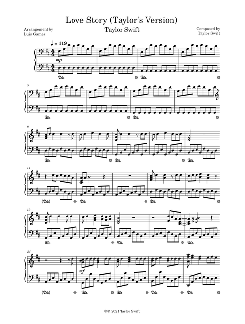 Love Story - Taylor Swift (Piano Arrangement by Luis Gamez)