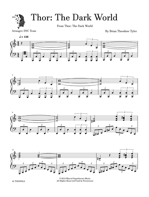 Thor: The Dark World (Arr. Digital Scores Collection) - Brian Theodore Tyler (Piano Solo)