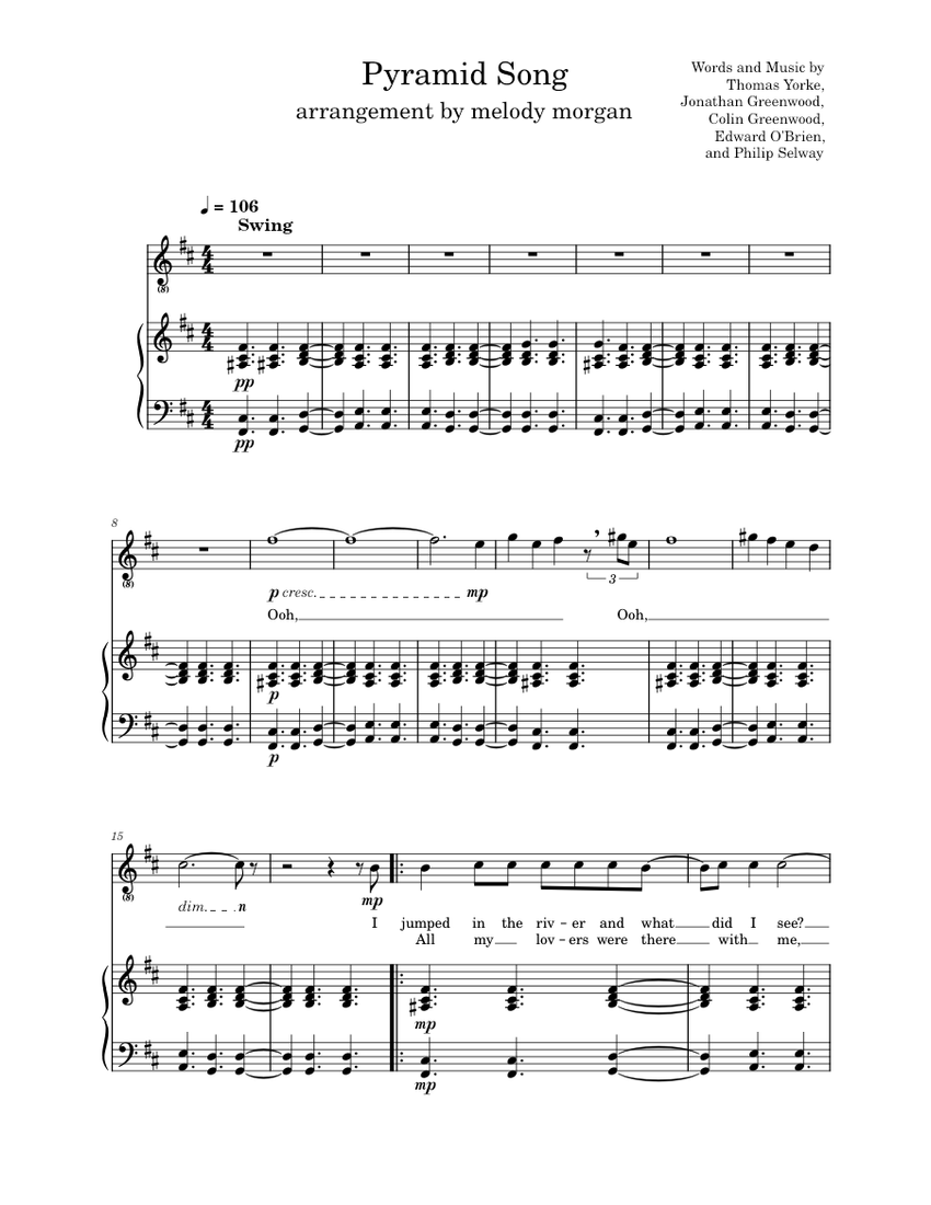 Pyramid Song Radiohead Sheet music for Piano, Vocals (PianoVoice