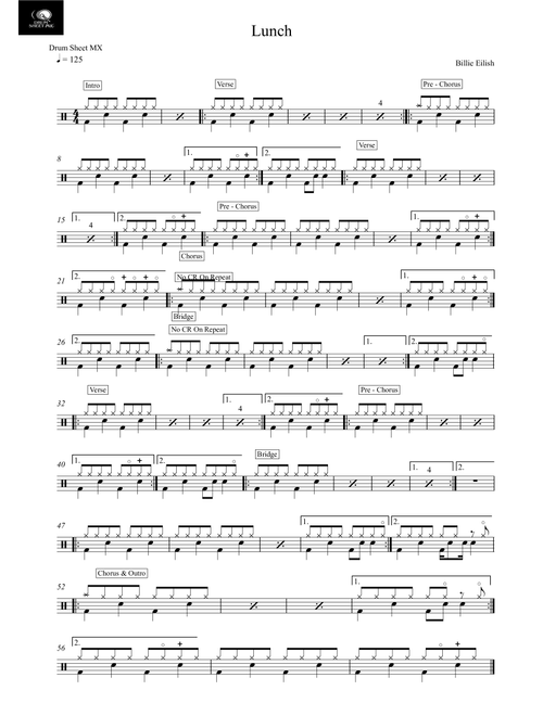 Lunch (Arr. Drum Sheet MX) - Billie Eilish (Drums)