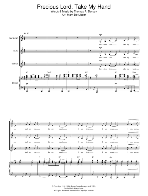 Precious Lord, Take My Hand (Take My Hand, Precious Lord) (arr. Mark De-Lisser) - Mahalia Jackson, Ledisi (Choral, SAT)