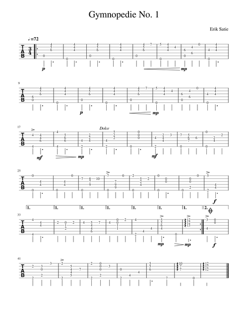 Gymnopédie No. 1 Guitar