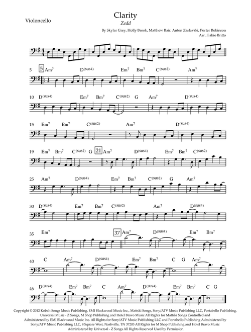 Clarity (Arr. Fabio Britto) - Zedd (Cello Solo)