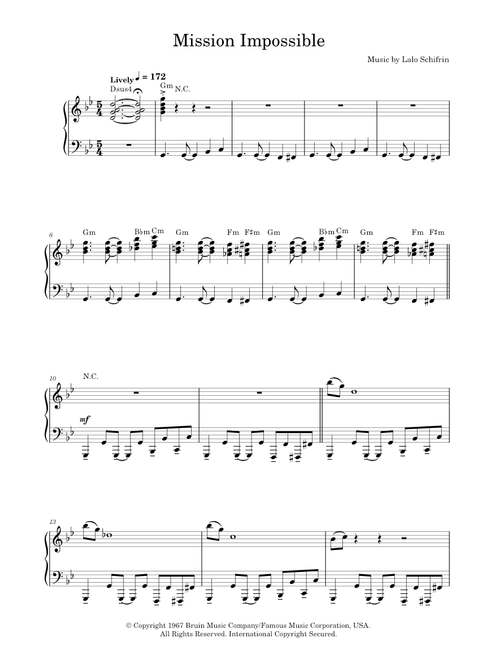Mission Impossible Theme - Lalo Schifrin (Piano Solo)