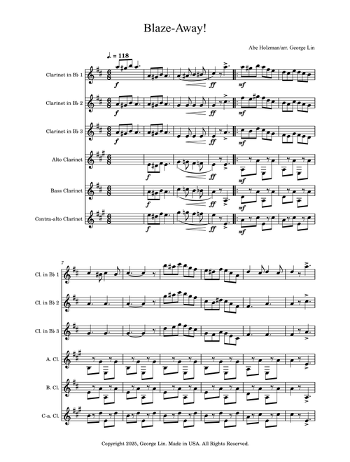 Blaze-Away! (Arr. George Lin) - Abe Holzman (Woodwind Ensemble)