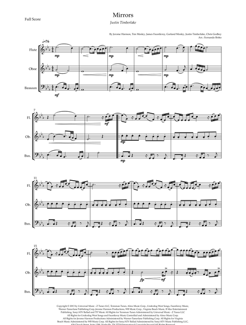 Mirrors (Arr. Fernando Britto) - Justin Timberlake (Woodwind Ensemble)